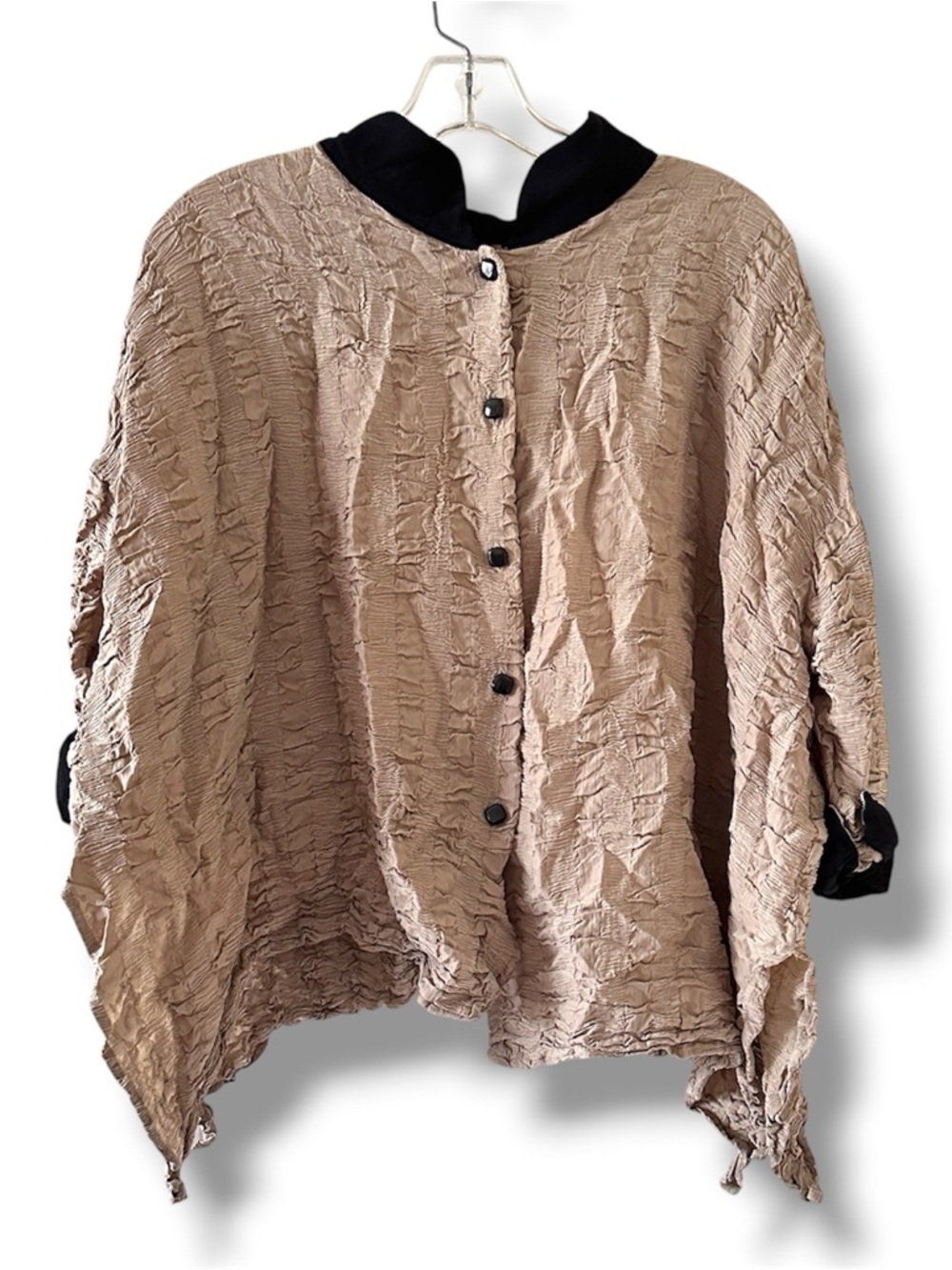 Carole Tomkins THE BIG SHIRT Cream Crinkle Button-Up Women’s Size 2X Lagenlook